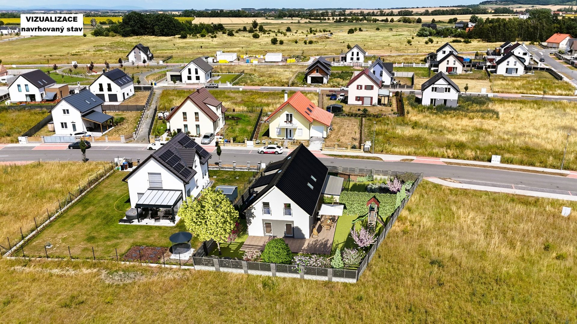 Novostavba dvojdomu 2x 4+1+zahrada v lokalitě Choťánky u Poděbrad
